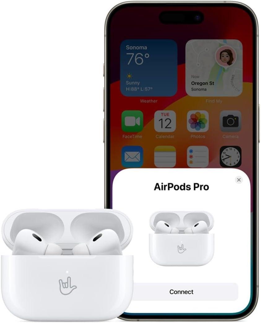 Apple AirPods Pro 2nd Generation with Wireless MagSafe Charging Case (USB-C) with Apple 1 Year Limited Warranty (Classic)
