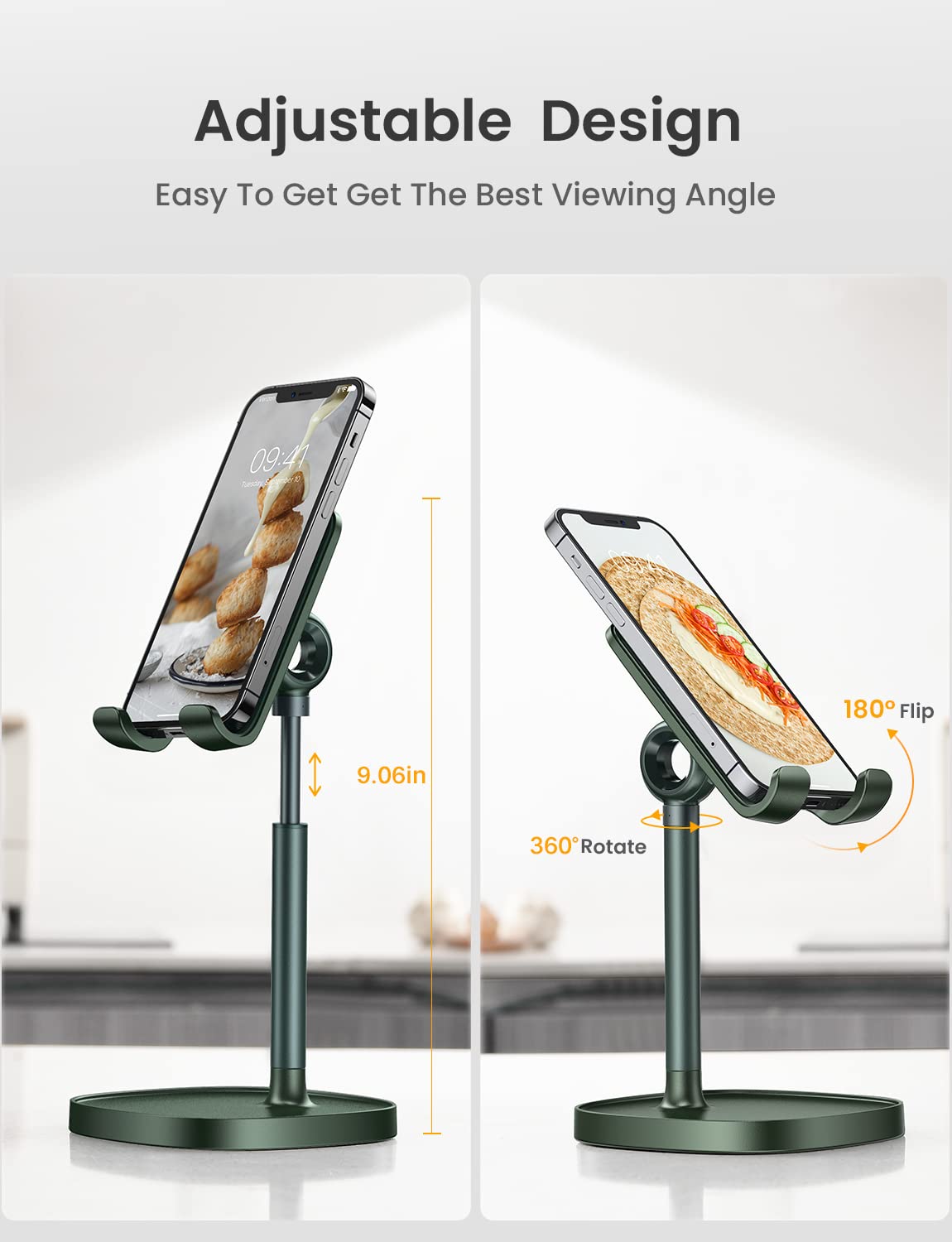 LISEN Cell Phone Stand Phone Holder for Desk Office Decor, Office Desk Accessories Women PC Gaming Essentials iPhone Stand Gadgets Men Gift for Father Fit OtterBox Case Switch iPad Air Tablet 4-10 in