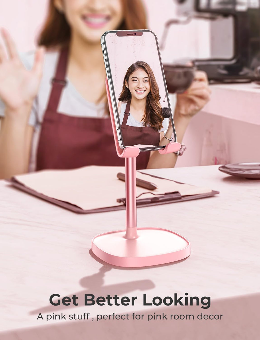 LISEN Cell Phone Stand Phone Holder for Desk Office Decor, Office Desk Accessories Women PC Gaming Essentials iPhone Stand Gadgets Men Gift for Father Fit OtterBox Case Switch iPad Air Tablet 4-10 in