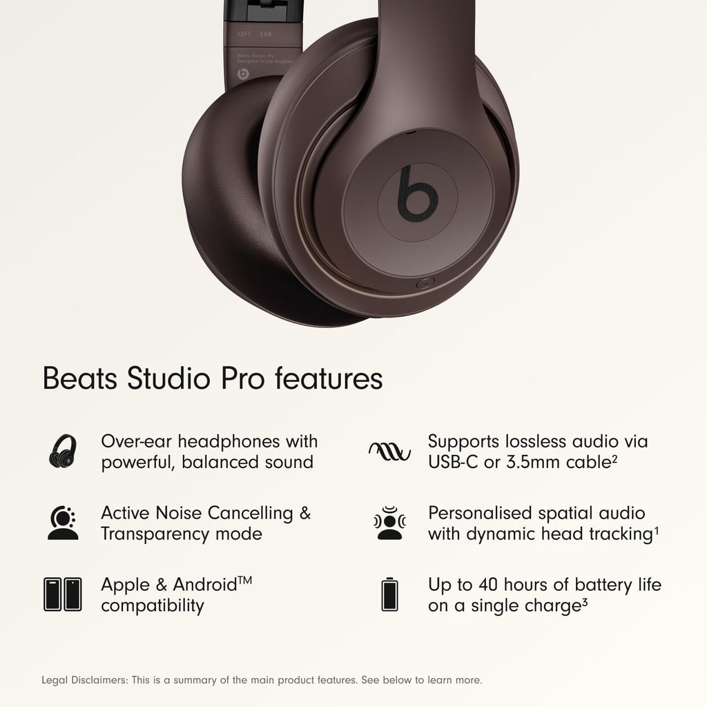 Beats Studio Pro Premium Wireless Over-Ear Headphones- Up to 40-Hour Battery Life, Active Noise Cancelling, Great for Travel & Commuting, USB-C Lossless Audio, Apple & Android Compatible - Sandstone