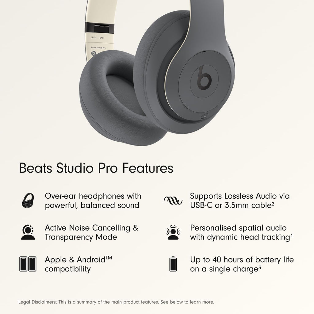 Beats Studio Pro Premium Wireless Over-Ear Headphones- Up to 40-Hour Battery Life, Active Noise Cancelling, Great for Travel & Commuting, USB-C Lossless Audio, Apple & Android Compatible - Sandstone