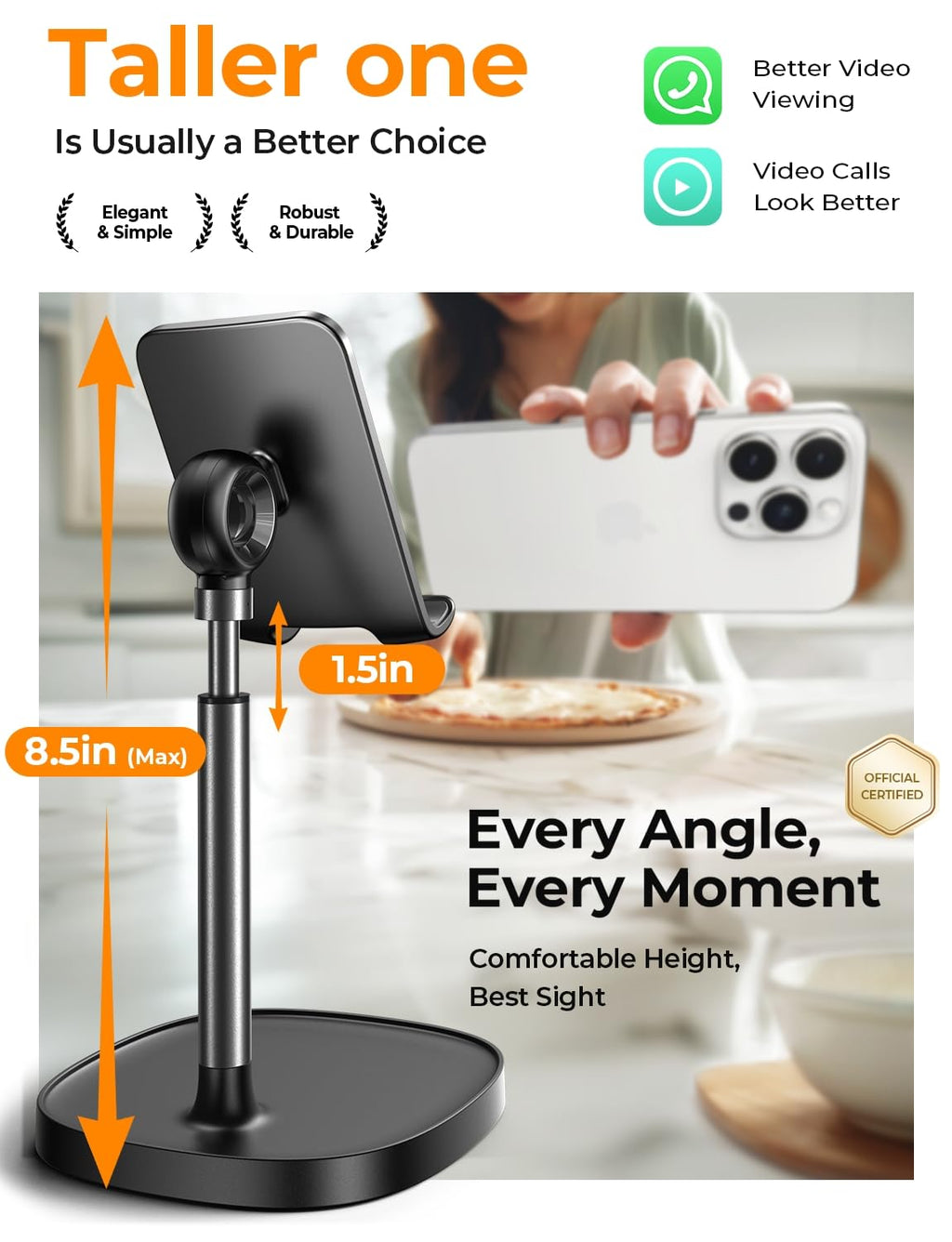 LISEN Cell Phone Stand Phone Holder for Desk Office Decor, Office Desk Accessories Women PC Gaming Essentials iPhone Stand Gadgets Men Gift for Father Fit OtterBox Case Switch iPad Air Tablet 4-10 in