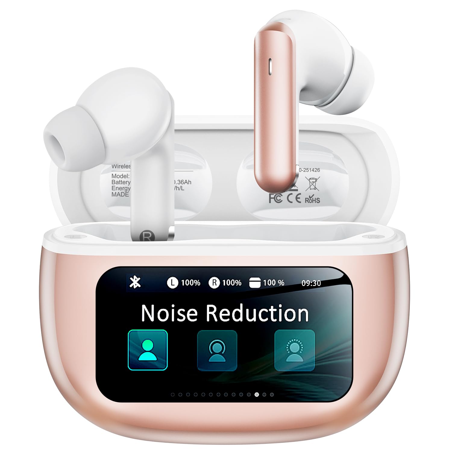 Bucephalus Wireless Earbuds with ENC Noise Cancelling, Bluetooth 5.4 Ear Buds, 48H Playtime & Bass Stereo Sound for Sports/Working, Compatible with iPhone/Android, Pad - Ivory White