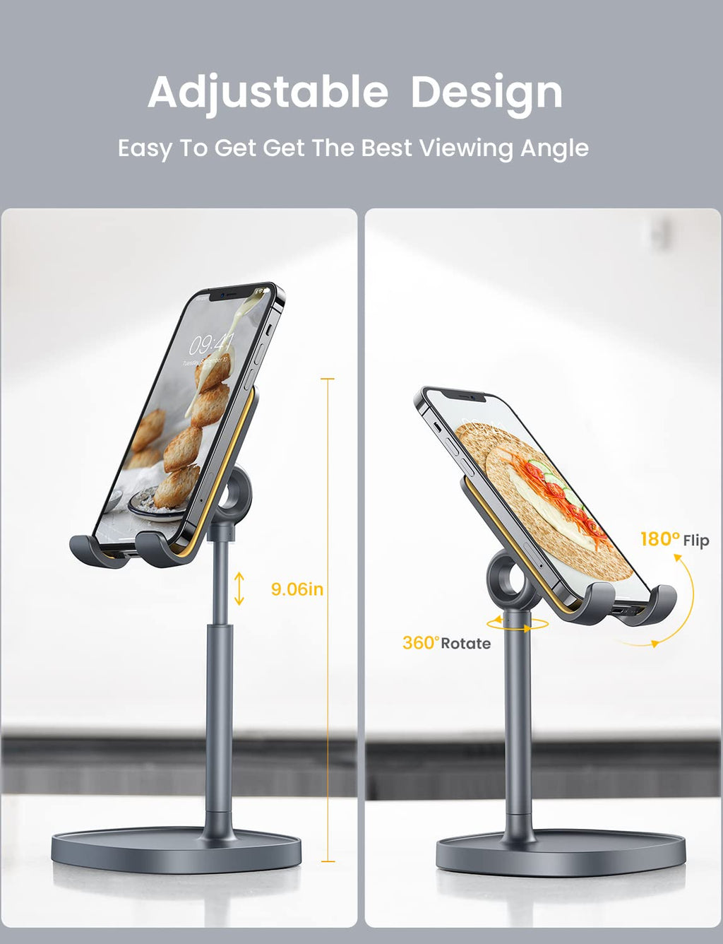 LISEN Cell Phone Stand Phone Holder for Desk Office Decor, Office Desk Accessories Women PC Gaming Essentials iPhone Stand Gadgets Men Gift for Father Fit OtterBox Case Switch iPad Air Tablet 4-10 in