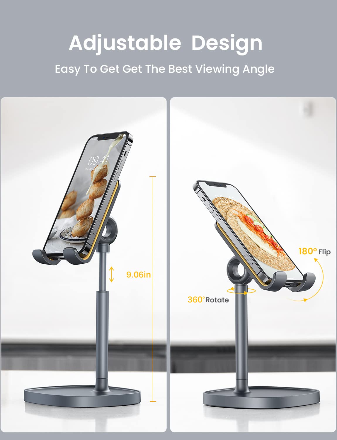 LISEN Cell Phone Stand Phone Holder for Desk Office Decor, Office Desk Accessories Women PC Gaming Essentials iPhone Stand Gadgets Men Gift for Father Fit OtterBox Case Switch iPad Air Tablet 4-10 in