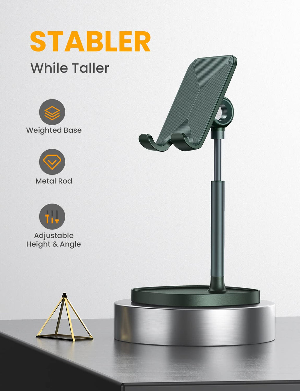 LISEN Cell Phone Stand Phone Holder for Desk Office Decor, Office Desk Accessories Women PC Gaming Essentials iPhone Stand Gadgets Men Gift for Father Fit OtterBox Case Switch iPad Air Tablet 4-10 in