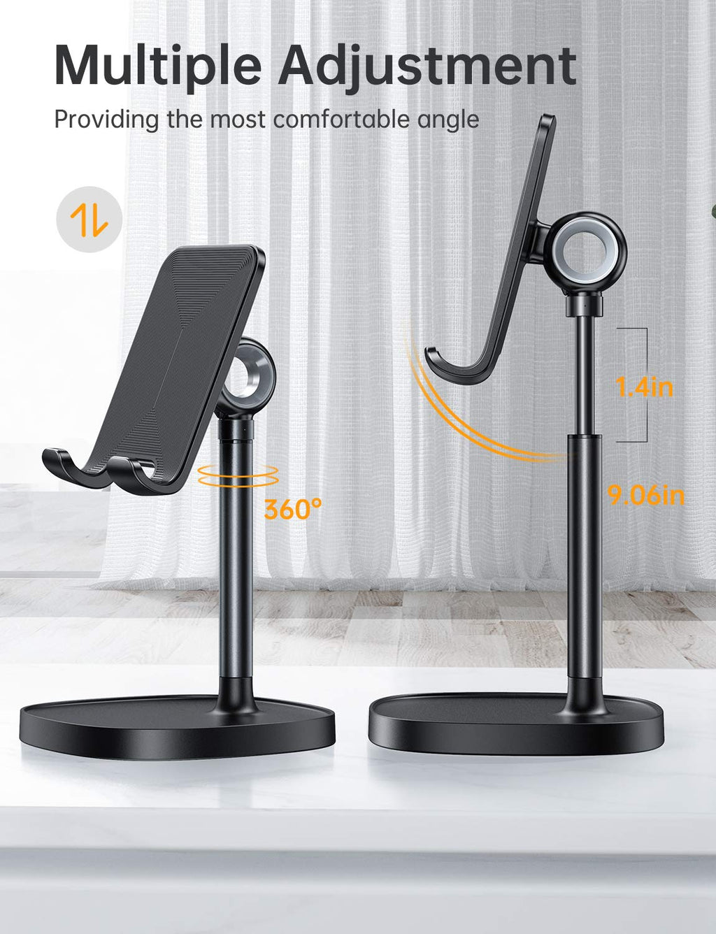 LISEN Cell Phone Stand Phone Holder for Desk Office Decor, Office Desk Accessories Women PC Gaming Essentials iPhone Stand Gadgets Men Gift for Father Fit OtterBox Case Switch iPad Air Tablet 4-10 in