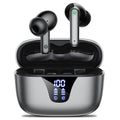 Wireless Earbuds Bluetooth Headphones, 50H Playtime Ear Buds with Mic, LED Digital Display Charging Case, IPX7 Waterproof, Deep Bass Stereo, in-Ear Earphone for iPhone Andriod Phone - Greige