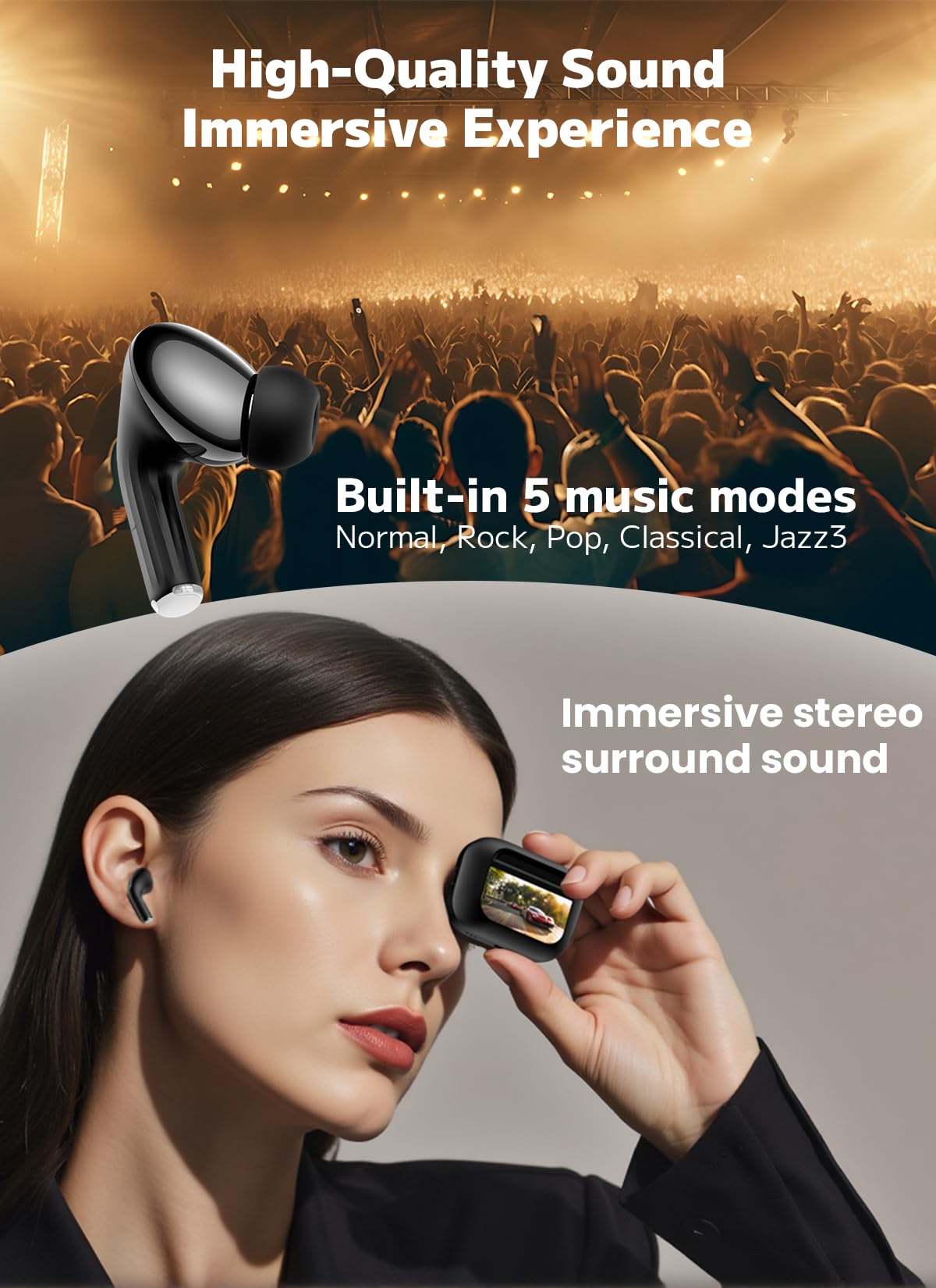 Bucephalus Wireless Earbuds with ENC Noise Cancelling, Bluetooth 5.4 Ear Buds, 48H Playtime & Bass Stereo Sound for Sports/Working, Compatible with iPhone/Android, Pad - Ivory White