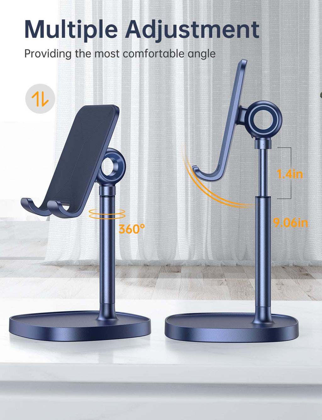 LISEN Cell Phone Stand Phone Holder for Desk Office Decor, Office Desk Accessories Women PC Gaming Essentials iPhone Stand Gadgets Men Gift for Father Fit OtterBox Case Switch iPad Air Tablet 4-10 in