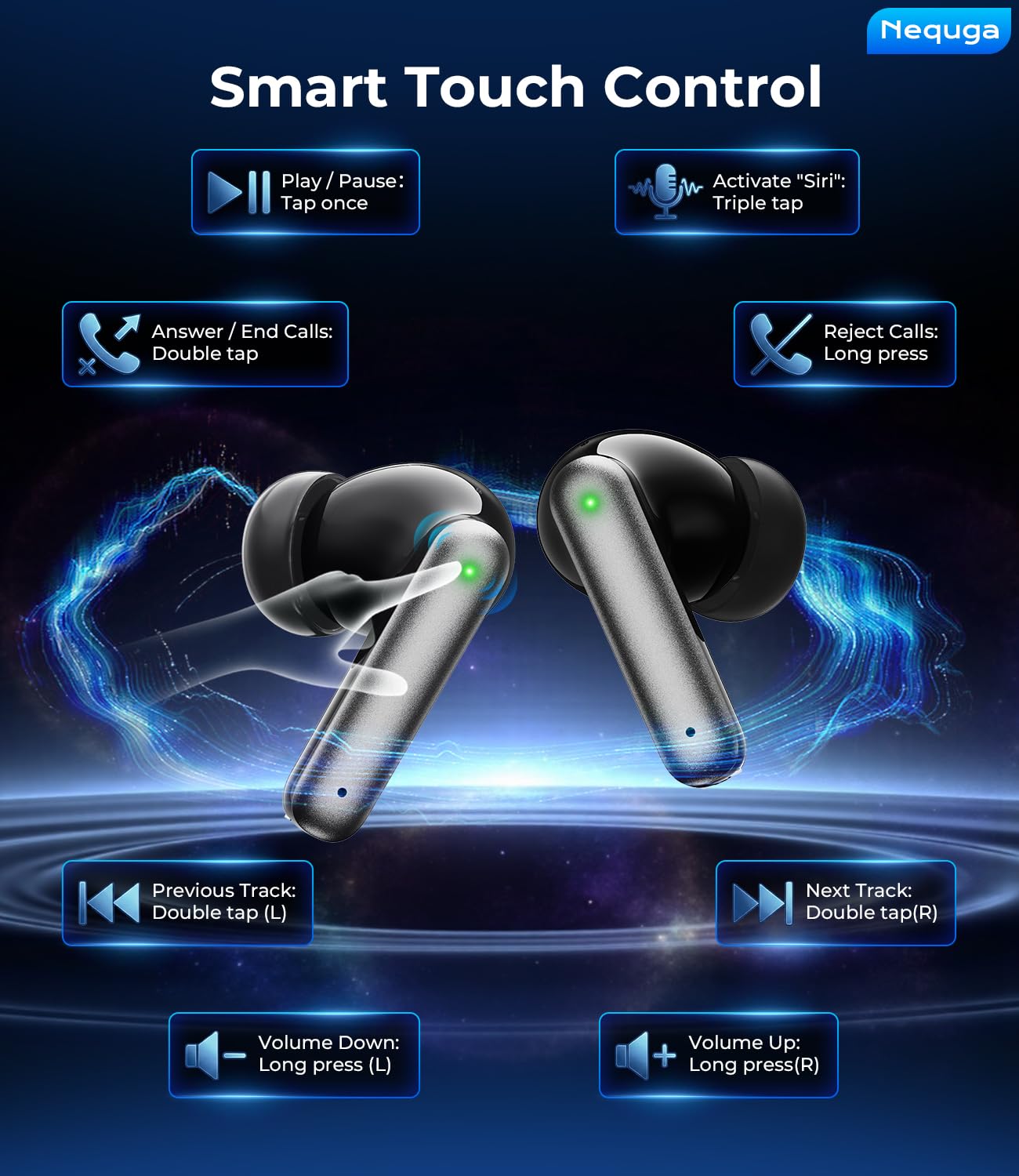 Wireless Earbuds Bluetooth Headphones, 50H Playtime Ear Buds with Mic, LED Digital Display Charging Case, IPX7 Waterproof, Deep Bass Stereo, in-Ear Earphone for iPhone Andriod Phone - Greige