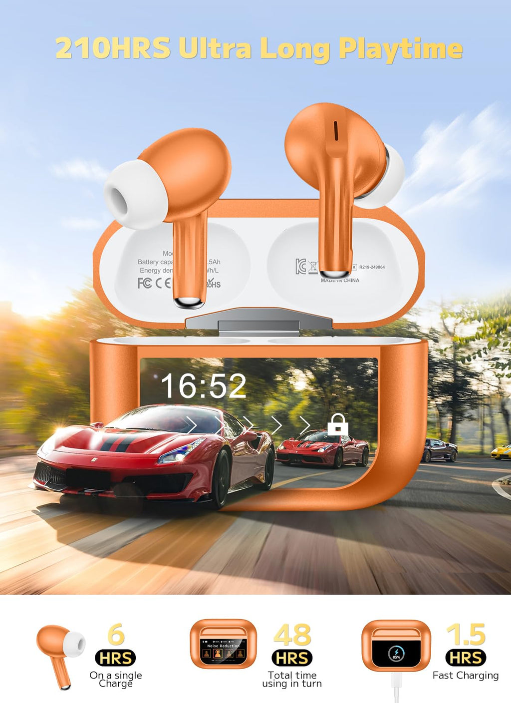 Bucephalus Wireless Earbuds with ENC Noise Cancelling, Bluetooth 5.4 Ear Buds, 48H Playtime & Bass Stereo Sound for Sports/Working, Compatible with iPhone/Android, Pad - Ivory White
