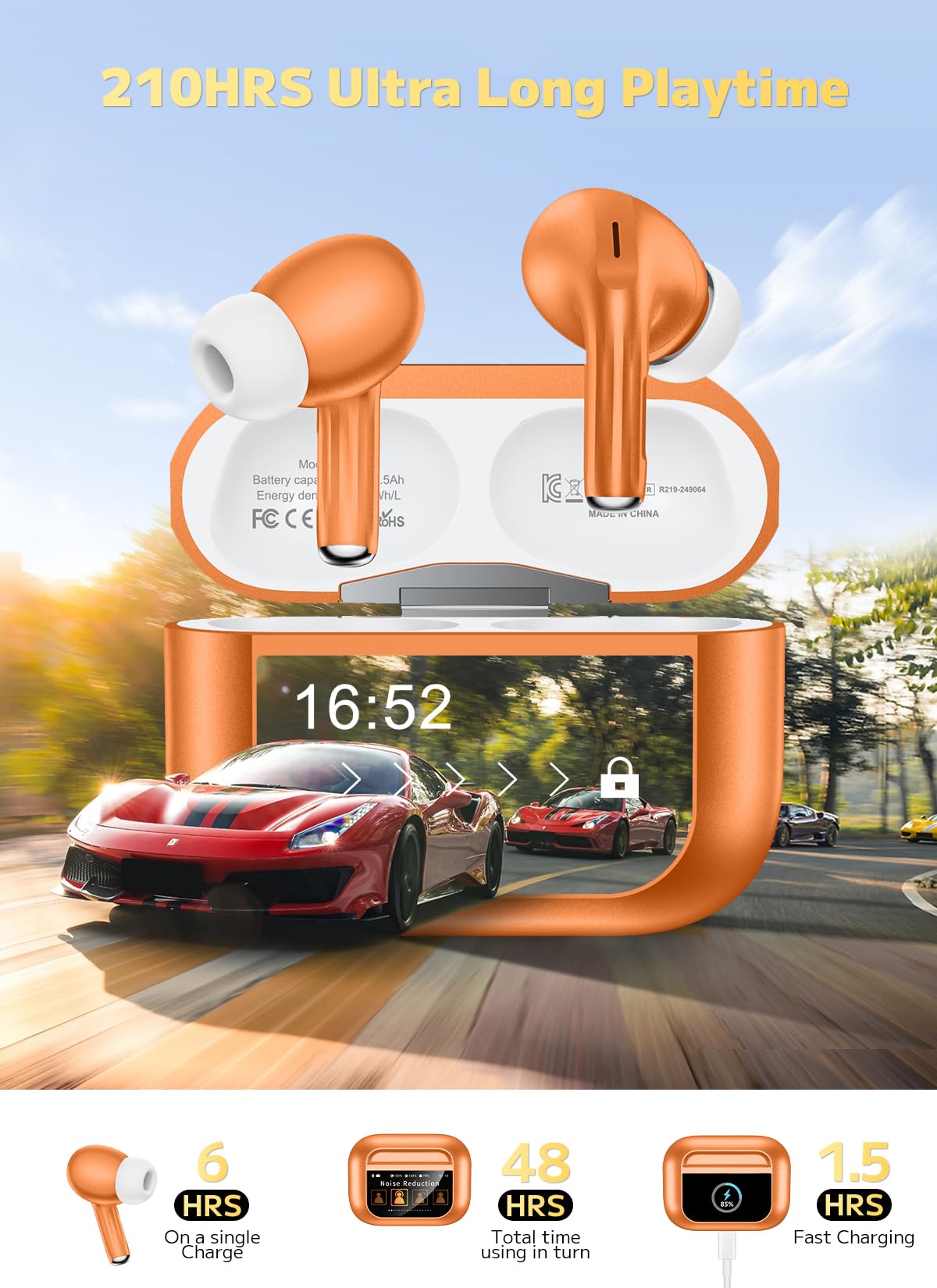 Bucephalus Wireless Earbuds with ENC Noise Cancelling, Bluetooth 5.4 Ear Buds, 48H Playtime & Bass Stereo Sound for Sports/Working, Compatible with iPhone/Android, Pad - Ivory White