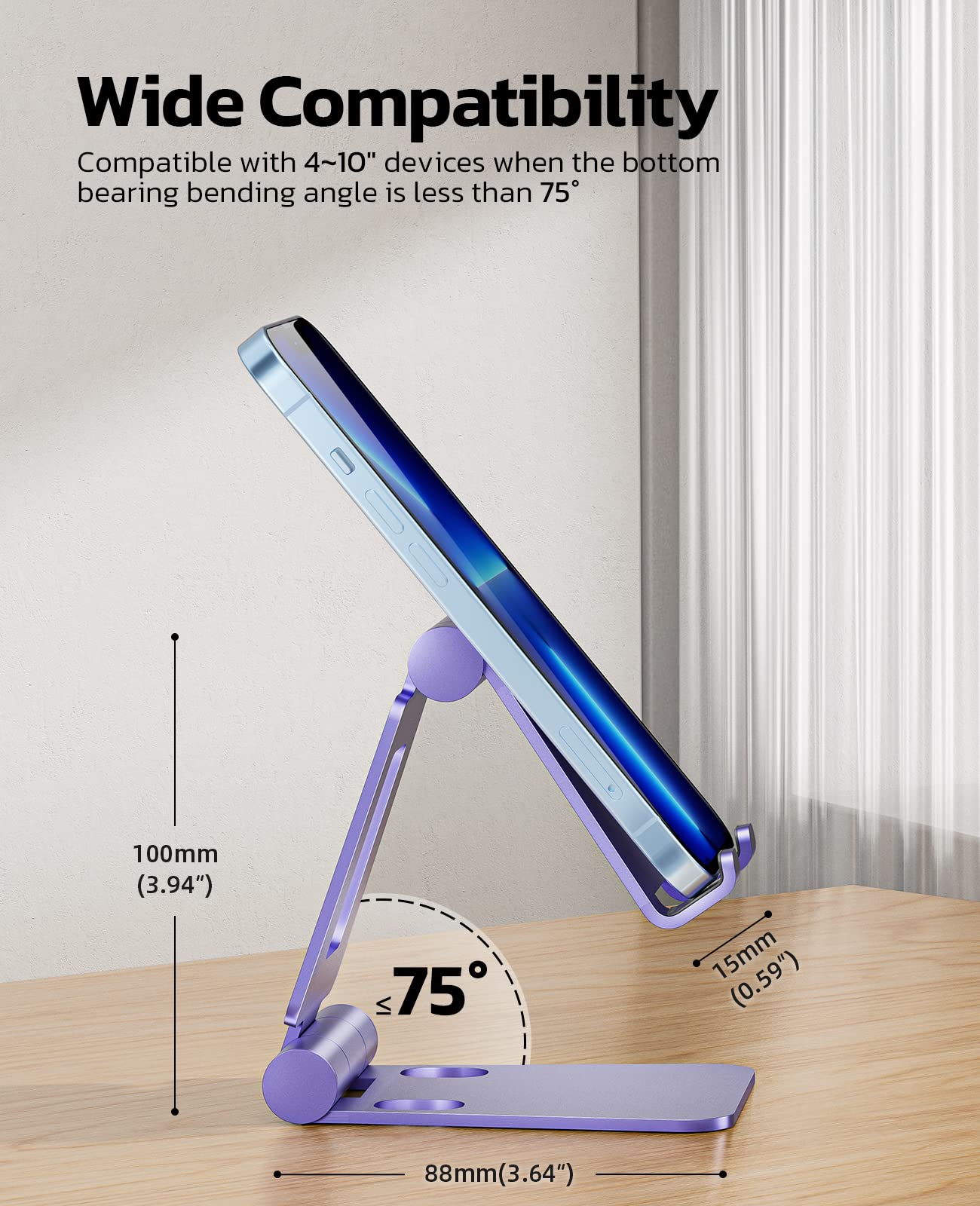 Nulaxy Dual Folding Cell Phone Stand, Fully Adjustable Foldable Desktop Phone Holder Cradle Dock Compatible with iPhone 17 16 15 14 13 12 11 Pro Max Xs Xr X 8, Nintendo Switch, All Phones