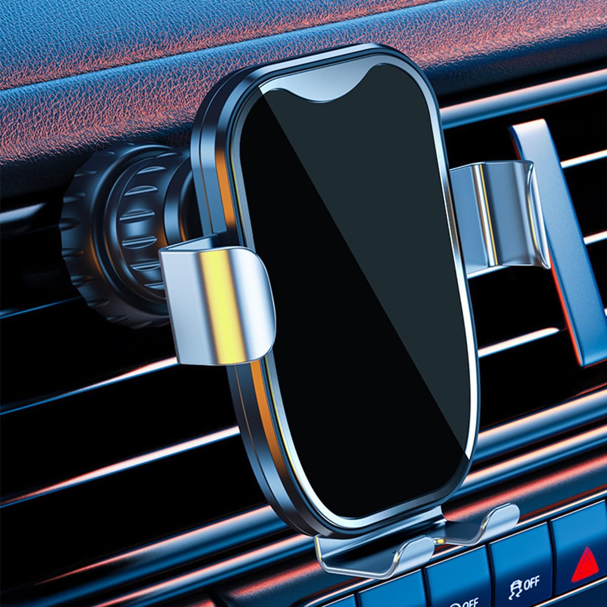 Car Air Vent Phone Holder, 360° Rotatable Stable Vehicle Cellphone Mount with Metal Hook Clip, Handsfree Automotive Air Vent Mobile Phone Mount, Universal for Most Smartphones (Textured)