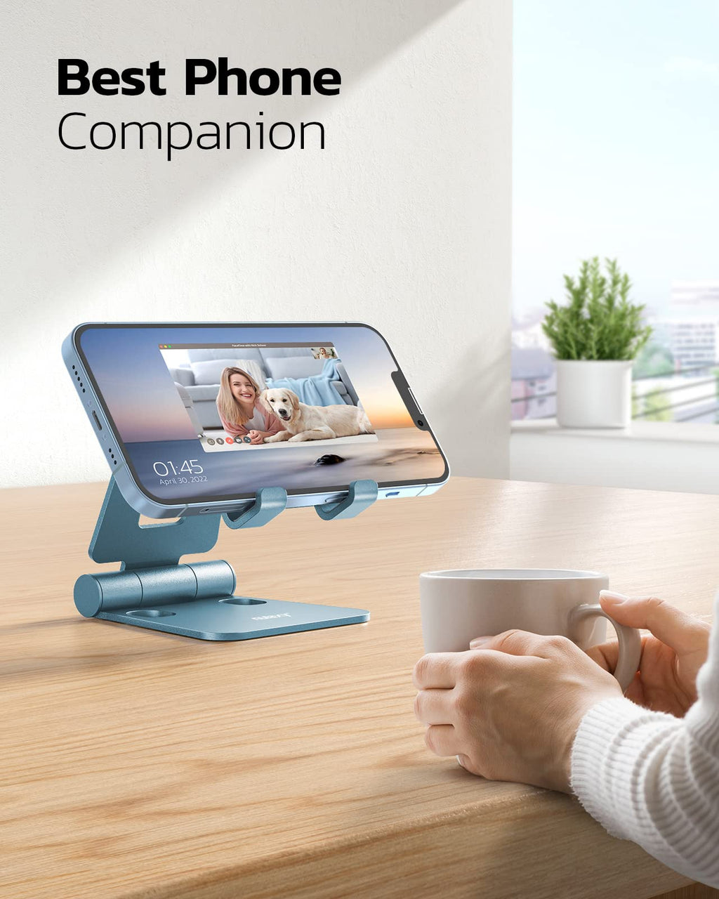 Nulaxy Dual Folding Cell Phone Stand, Fully Adjustable Foldable Desktop Phone Holder Cradle Dock Compatible with iPhone 17 16 15 14 13 12 11 Pro Max Xs Xr X 8, Nintendo Switch, All Phones