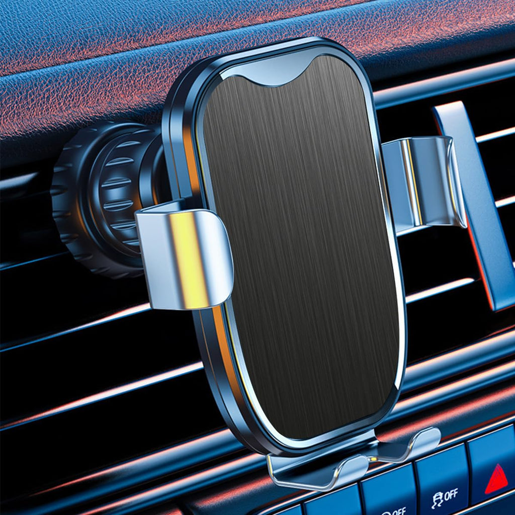 Car Air Vent Phone Holder, 360° Rotatable Stable Vehicle Cellphone Mount with Metal Hook Clip, Handsfree Automotive Air Vent Mobile Phone Mount, Universal for Most Smartphones (Textured)