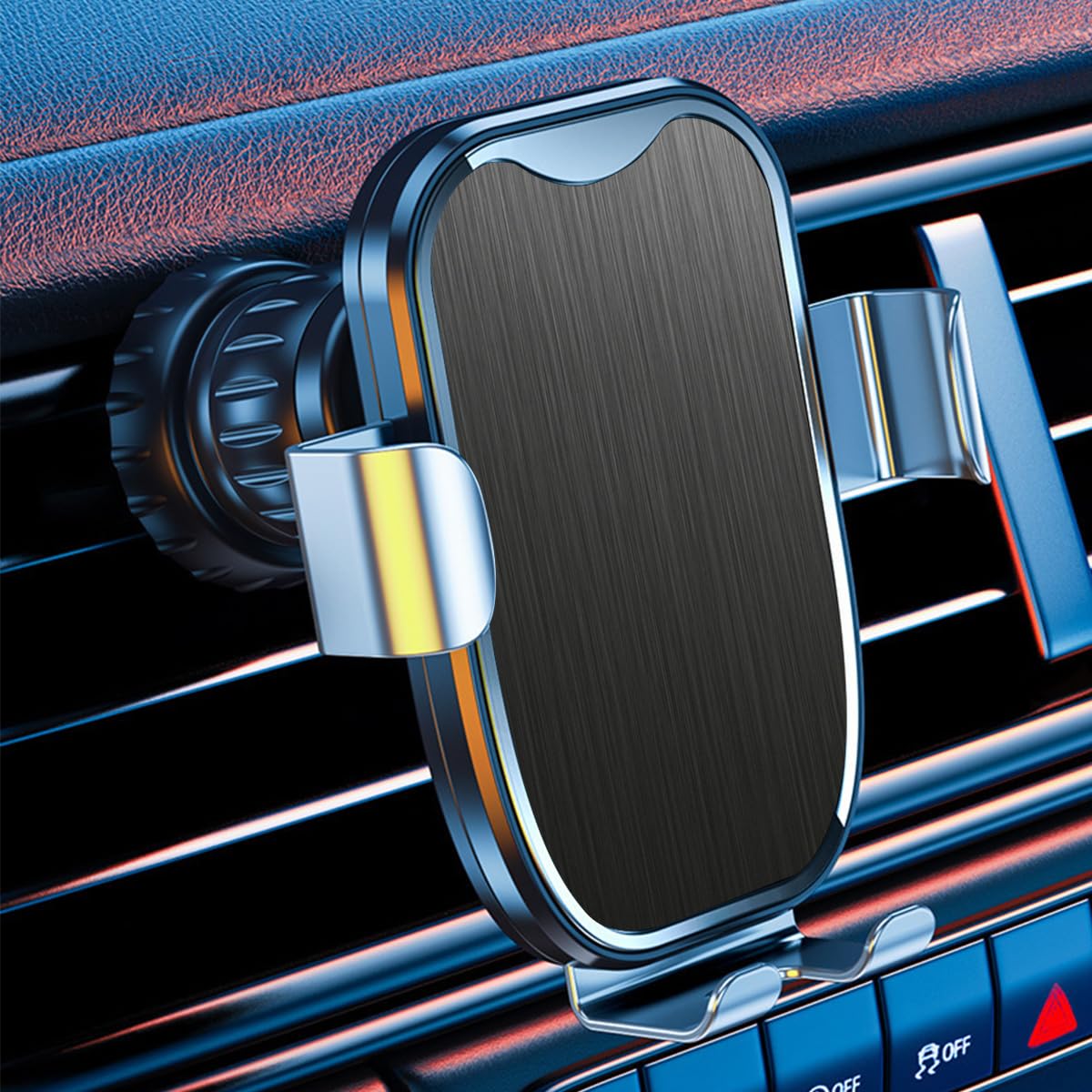 Car Air Vent Phone Holder, 360° Rotatable Stable Vehicle Cellphone Mount with Metal Hook Clip, Handsfree Automotive Air Vent Mobile Phone Mount, Universal for Most Smartphones (Textured)
