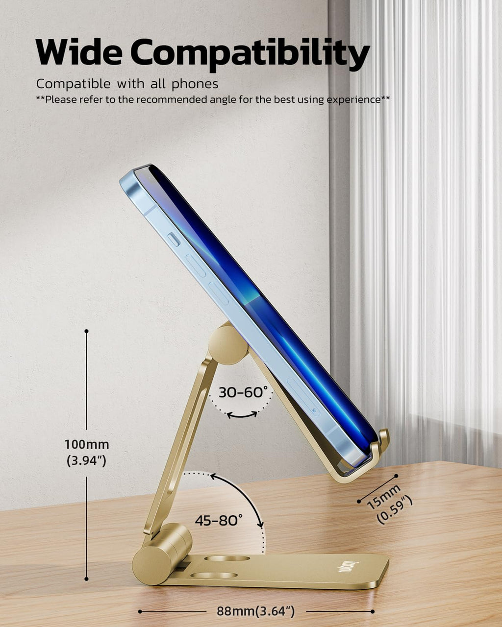 Nulaxy Dual Folding Cell Phone Stand, Fully Adjustable Foldable Desktop Phone Holder Cradle Dock Compatible with iPhone 17 16 15 14 13 12 11 Pro Max Xs Xr X 8, Nintendo Switch, All Phones