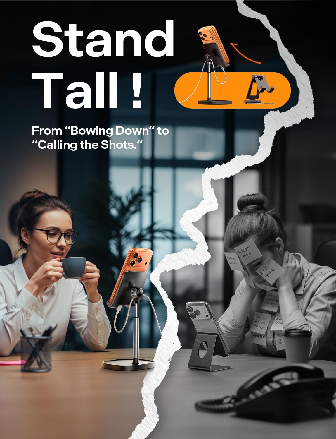 LISEN Cell Phone Stand Phone Holder for Desk Office Decor, Office Desk Accessories Women PC Gaming Essentials iPhone Stand Gadgets Men Gift for Father Fit OtterBox Case Switch iPad Air Tablet 4-10 in
