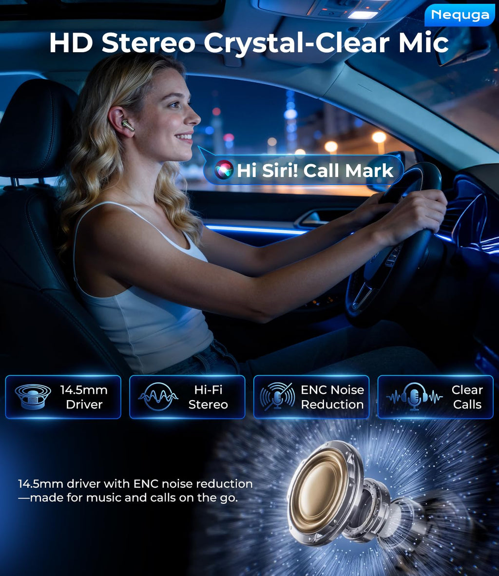 Wireless Earbuds Bluetooth Headphones, 50H Playtime Ear Buds with Mic, LED Digital Display Charging Case, IPX7 Waterproof, Deep Bass Stereo, in-Ear Earphone for iPhone Andriod Phone - Greige