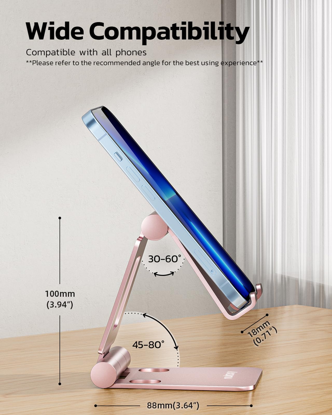 Nulaxy Dual Folding Cell Phone Stand, Fully Adjustable Foldable Desktop Phone Holder Cradle Dock Compatible with iPhone 17 16 15 14 13 12 11 Pro Max Xs Xr X 8, Nintendo Switch, All Phones