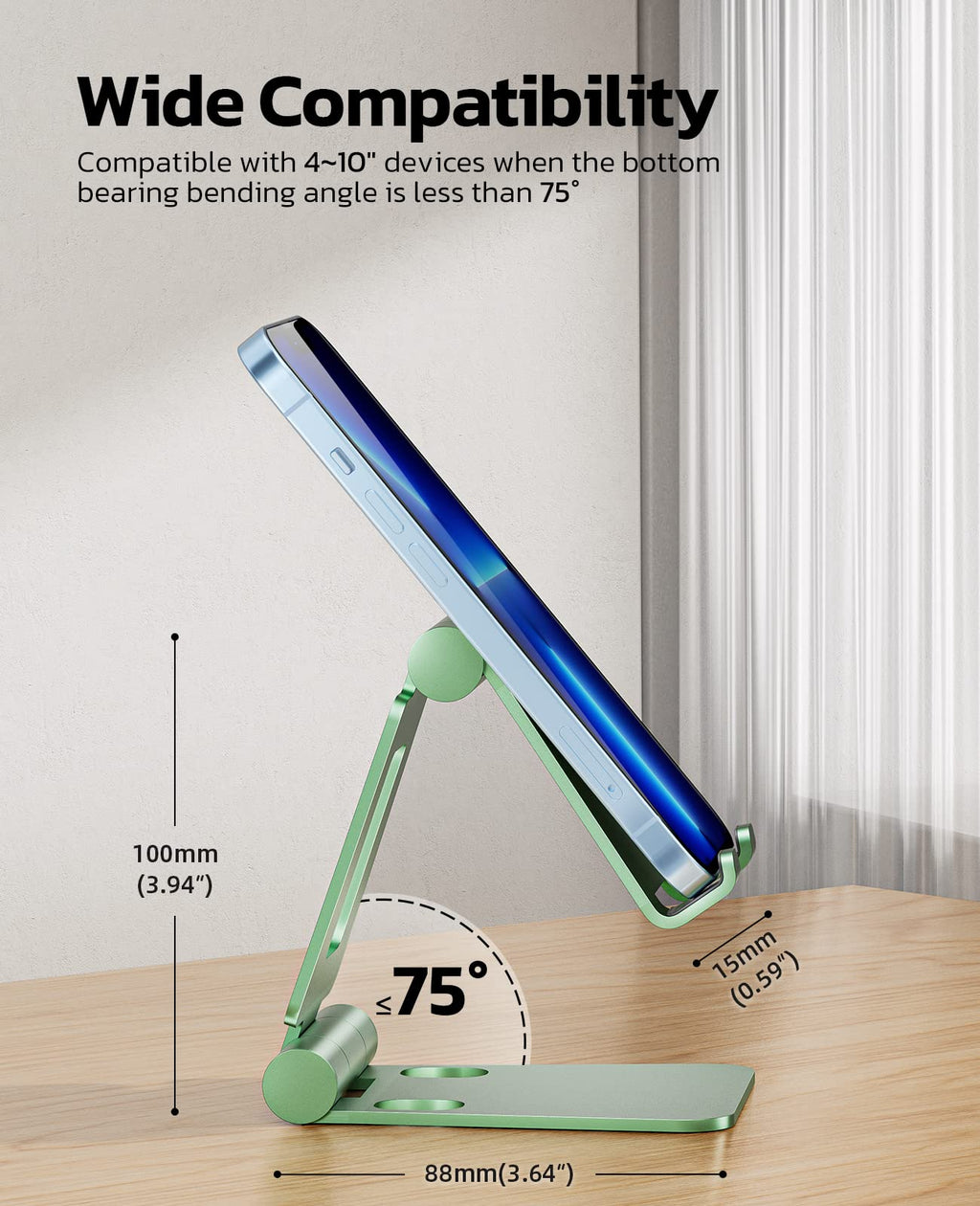 Nulaxy Dual Folding Cell Phone Stand, Fully Adjustable Foldable Desktop Phone Holder Cradle Dock Compatible with iPhone 17 16 15 14 13 12 11 Pro Max Xs Xr X 8, Nintendo Switch, All Phones