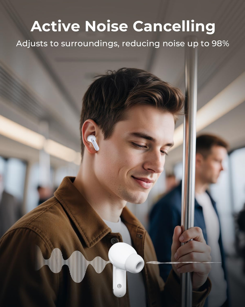 Bucephalus Wireless Earbuds with ENC Noise Cancelling, Bluetooth 5.4 Ear Buds, 48H Playtime & Bass Stereo Sound for Sports/Working, Compatible with iPhone/Android, Pad - Ivory White