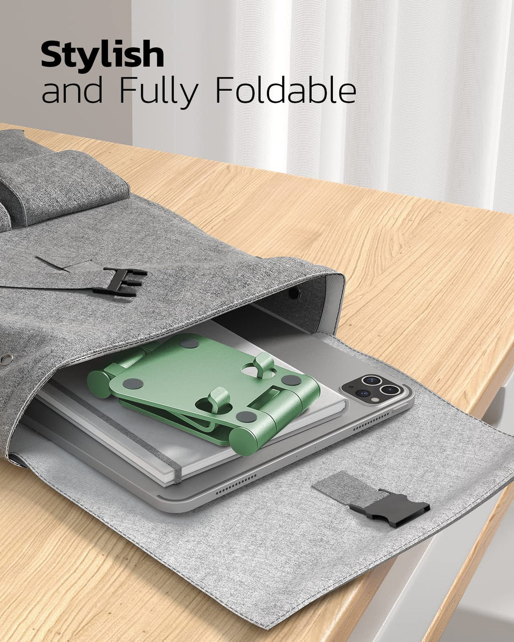 Nulaxy Dual Folding Cell Phone Stand, Fully Adjustable Foldable Desktop Phone Holder Cradle Dock Compatible with iPhone 17 16 15 14 13 12 11 Pro Max Xs Xr X 8, Nintendo Switch, All Phones