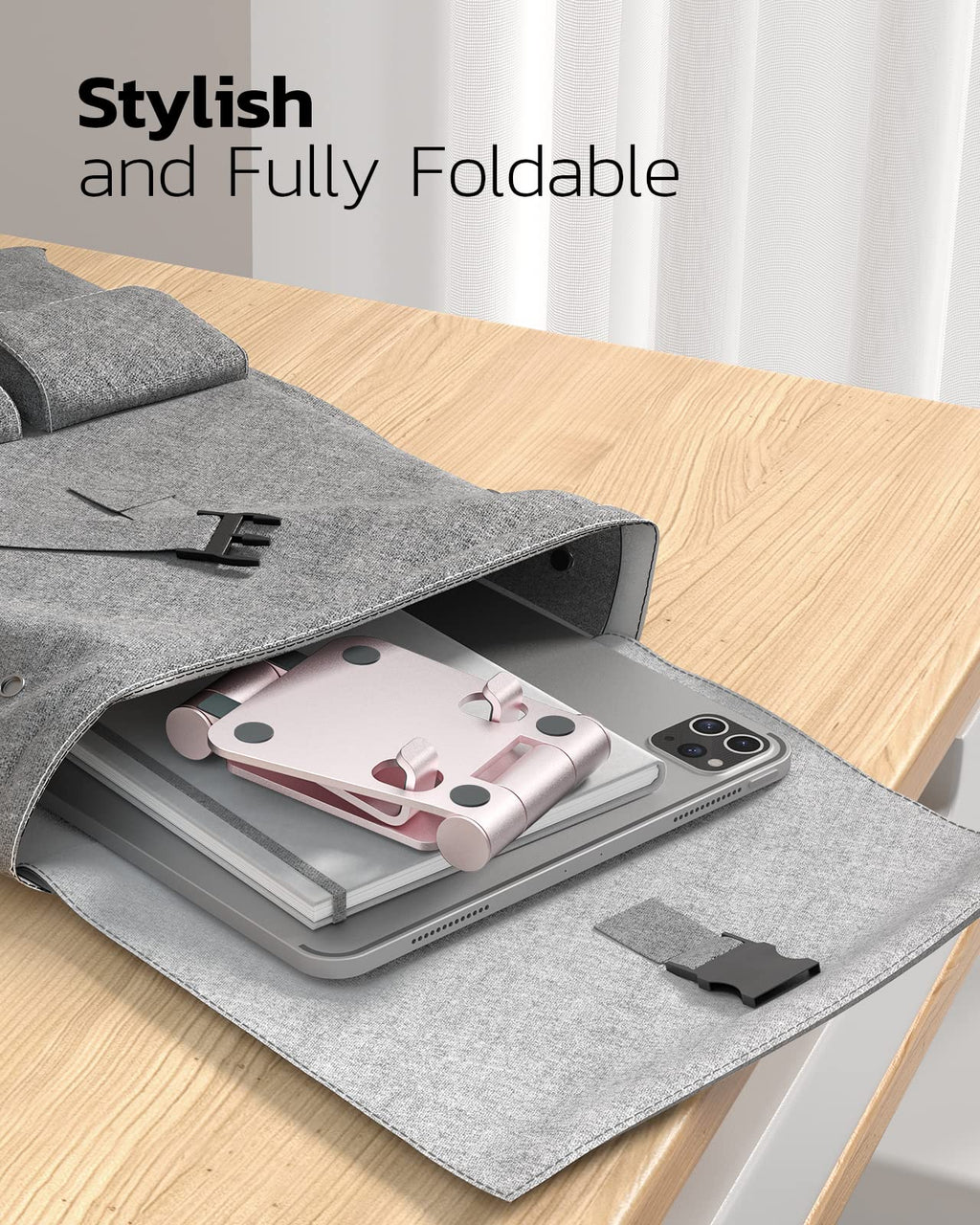 Nulaxy Dual Folding Cell Phone Stand, Fully Adjustable Foldable Desktop Phone Holder Cradle Dock Compatible with iPhone 17 16 15 14 13 12 11 Pro Max Xs Xr X 8, Nintendo Switch, All Phones