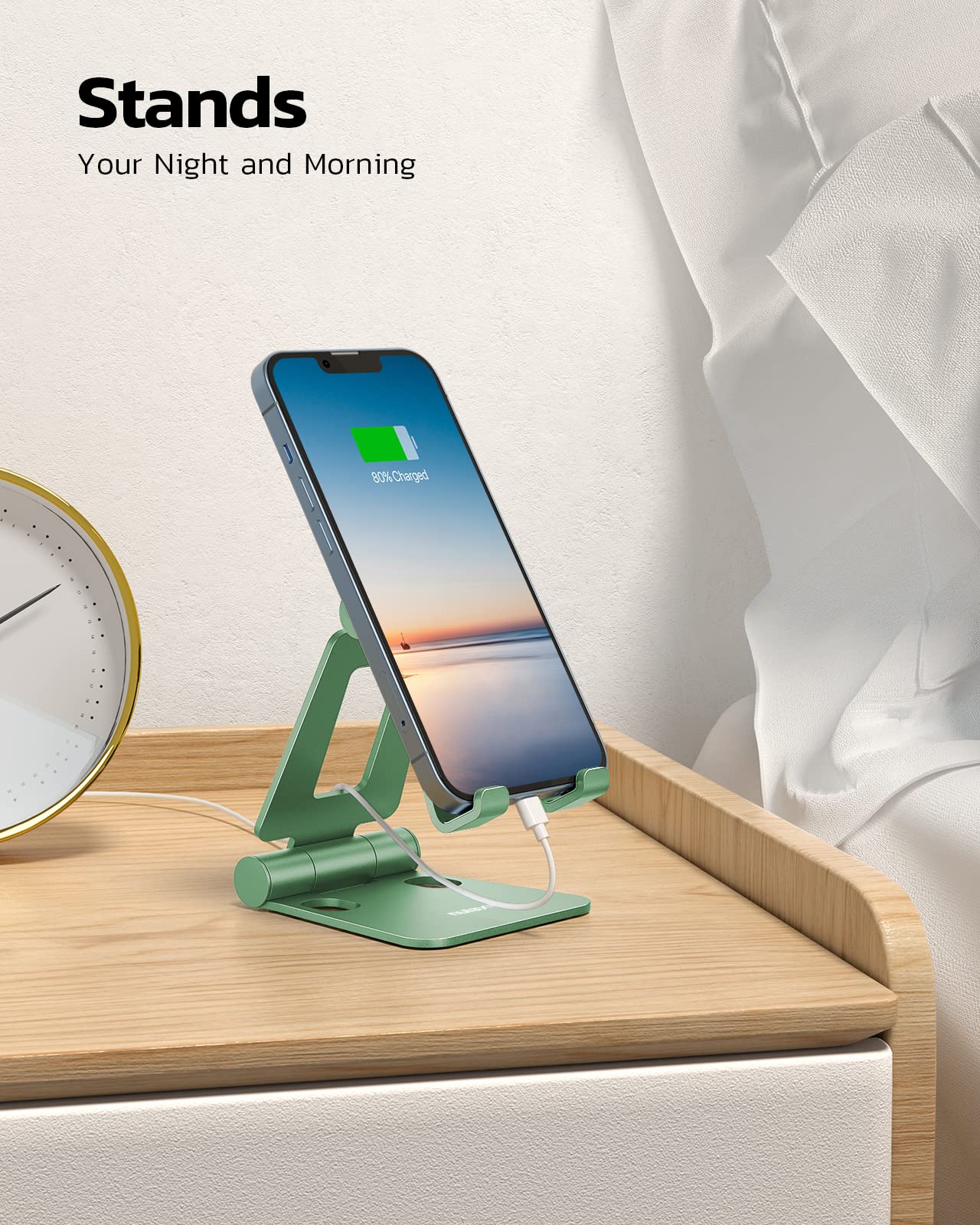 Nulaxy Dual Folding Cell Phone Stand, Fully Adjustable Foldable Desktop Phone Holder Cradle Dock Compatible with iPhone 17 16 15 14 13 12 11 Pro Max Xs Xr X 8, Nintendo Switch, All Phones