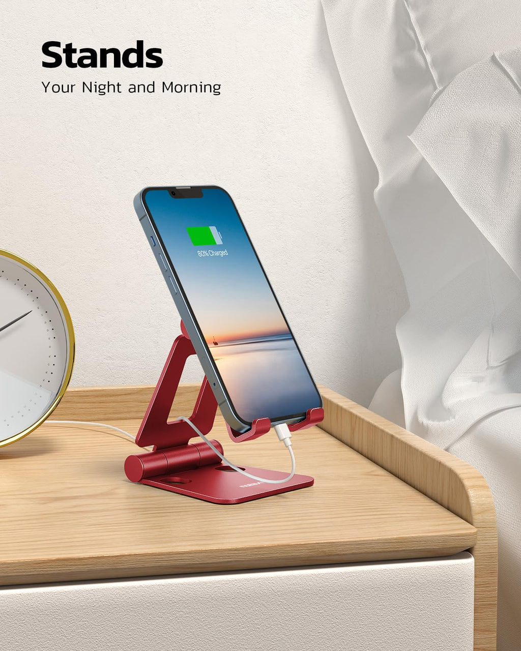 Nulaxy Dual Folding Cell Phone Stand, Fully Adjustable Foldable Desktop Phone Holder Cradle Dock Compatible with iPhone 17 16 15 14 13 12 11 Pro Max Xs Xr X 8, Nintendo Switch, All Phones
