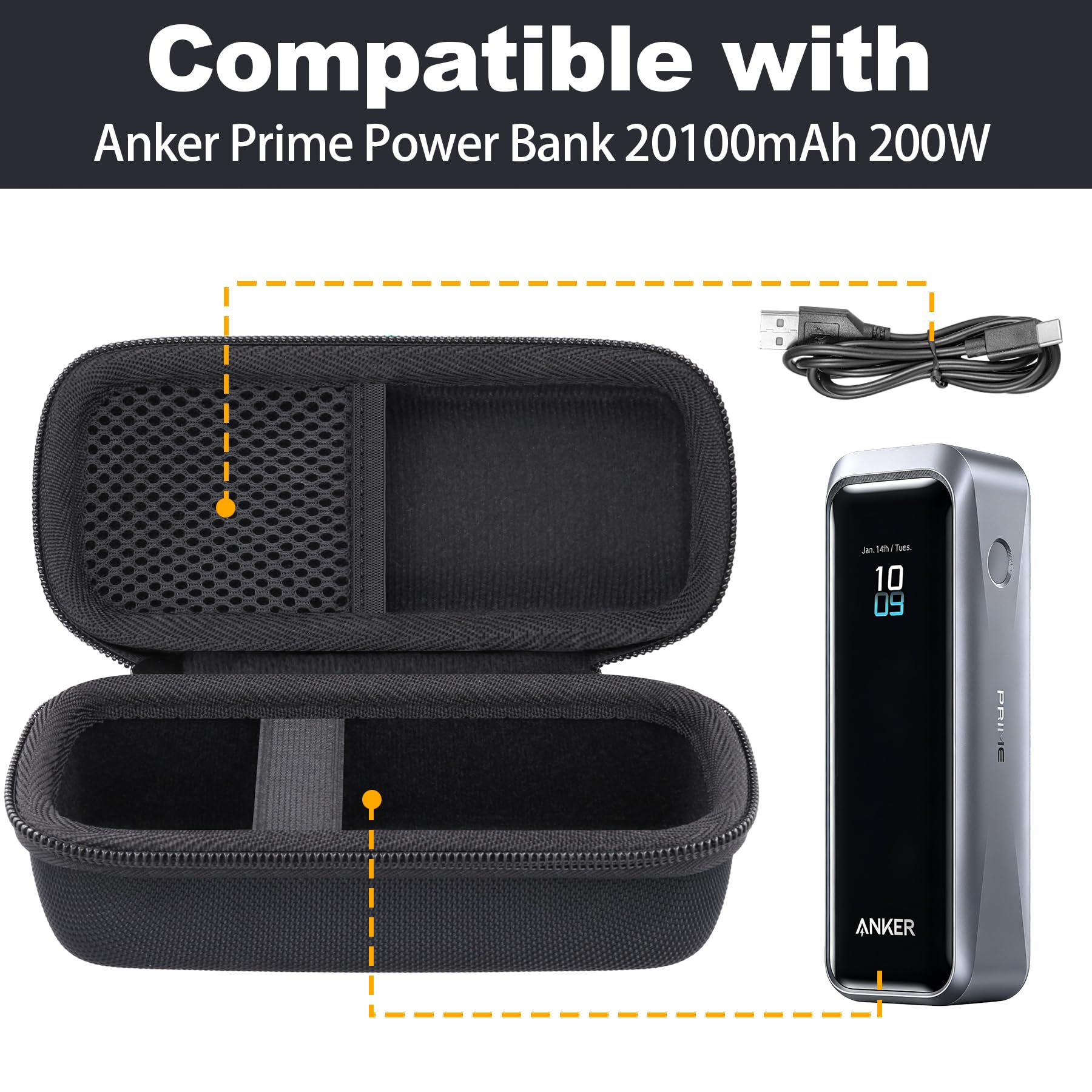 for Anker Prime Power Bank 26250mAh 300W Portable Charger Hard Travel Case,Portable Case Compatible with 26,250mAh 3-Port Portable Charger with 300W Max Output(Only Case)