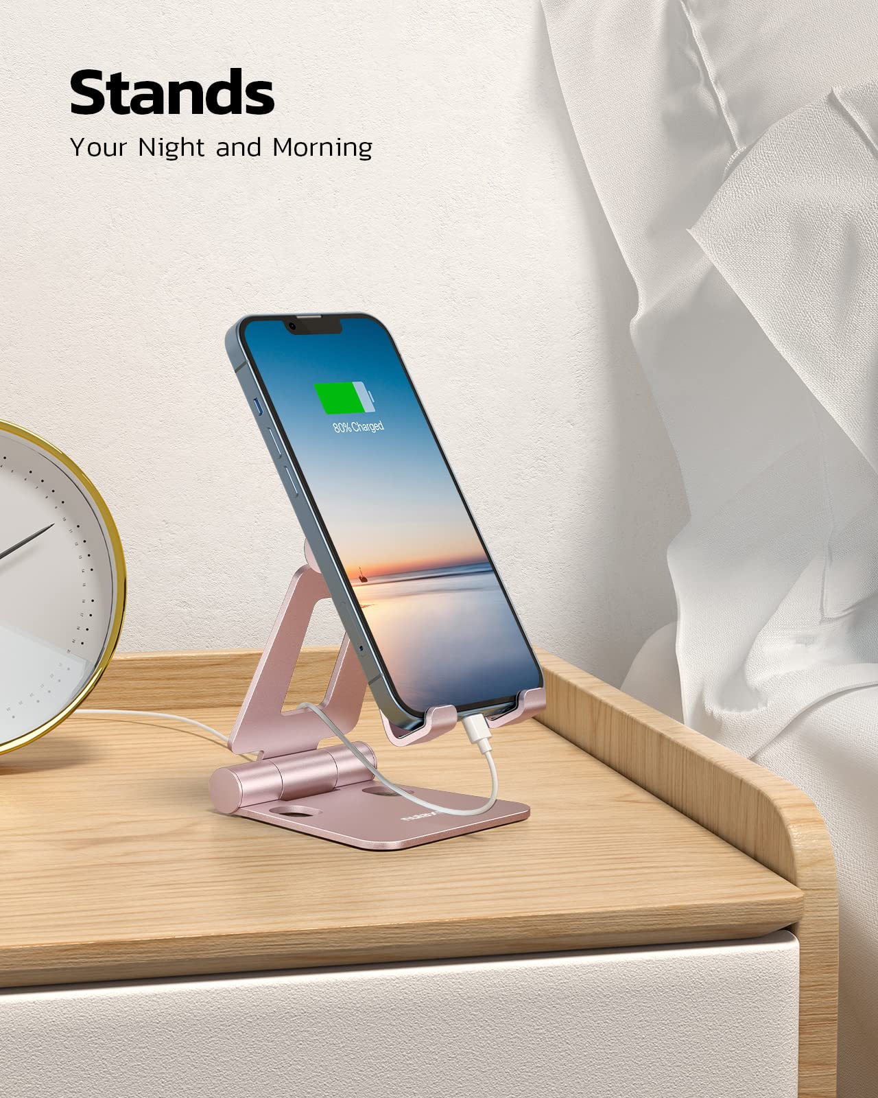 Nulaxy Dual Folding Cell Phone Stand, Fully Adjustable Foldable Desktop Phone Holder Cradle Dock Compatible with iPhone 17 16 15 14 13 12 11 Pro Max Xs Xr X 8, Nintendo Switch, All Phones